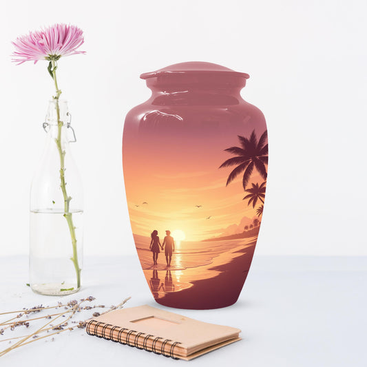 Beach Love Urn For Mom and Dad, Sunset Cremation Urns For Adults Human Ashes