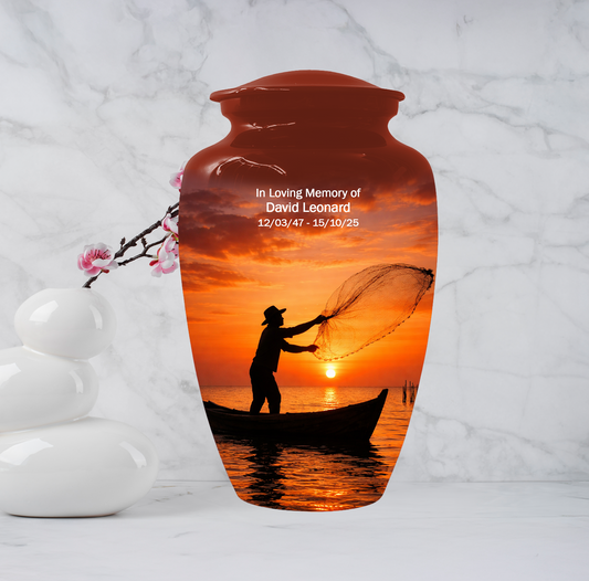Personalized Fishing Urn for Ashes | Gone Fishing Memorial Urn