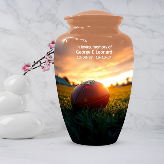 Football Urn for Dad – Custom Football Cremation Urns for Ashes | Sports Memorial Keepsake for Father,