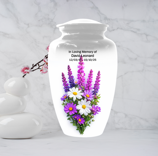 Wildflower Urn for Ashes, Custom Floral Cremation Urn for Mom
