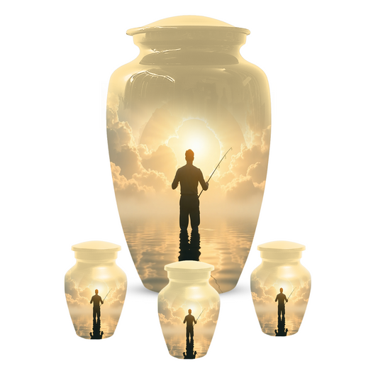 Gone Fishing in Heaven Urn For Dad - Fisherman Cremation Urn For Male Ashes