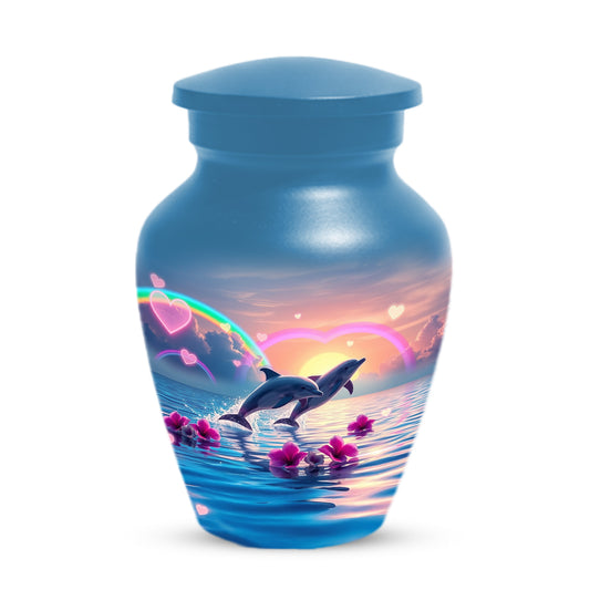 Dolphin Urn for Ashes - Personalized Ocean Sunset Memorial for Mom | Rainbow Cremation Urns for Mother