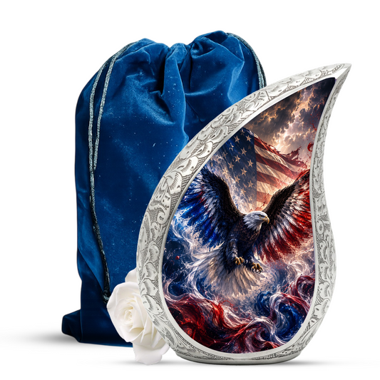 Patriotic Eagle Urn for Human Ashes | American Flag Adult Cremation Urn Memorial