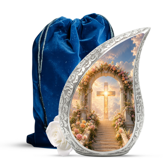 Heaven Cross Urn for Adult Ashes | Elegant Adult Cremation Urn for Human Ashes Memorial