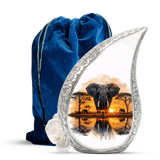 Personalized Urn for Dad, Elephant Memorial Adult Cremation Urn