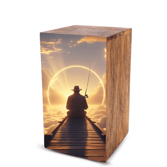 Gone Fishing in Heaven Urn For Ashes - Fisherman Urns Box For Dad