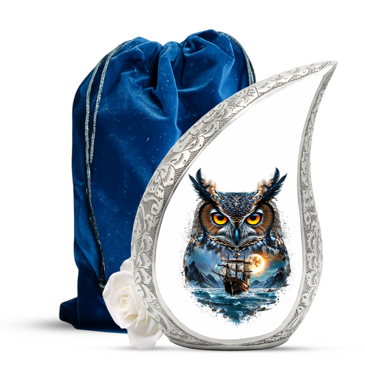 Owl Cremation Urn for Dad – Personalized Adult Cremation Urn for Ashes | Nautical Memorial Urn for Father