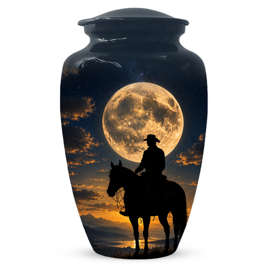 Cowboy Cremation Urn for Dad, Western Horse Memorial Urn for Ashes