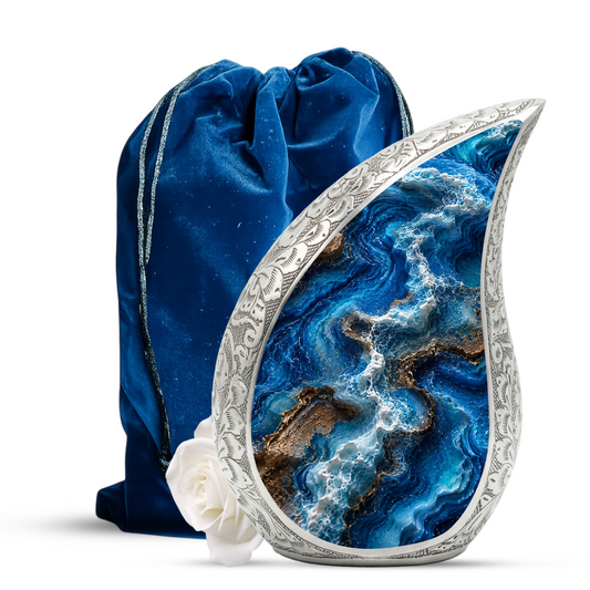 Ocean Wave Urn for Ashes, Adult Cremation Urn for Mom, Beach Memorial Urn