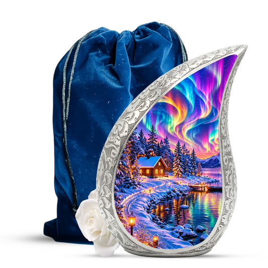 Northern Lights Adult Cremation Urn – Personalized Adult Urn for Ashes | Aurora Memorial Urn