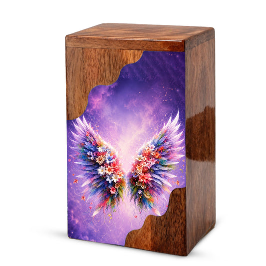 Angel Wings Wooden Cremation Urn – Wooden Urn for Human Ashes