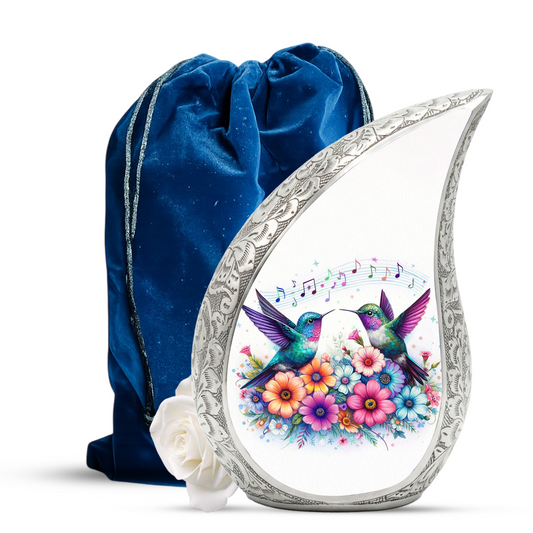 Beautiful Hummingbird with flowers Cremation Urn for Adult Ashes
