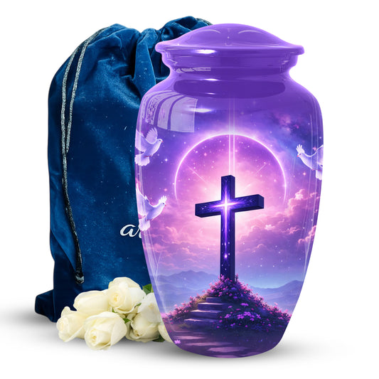 Cross Christian Memorial Urn - Keepsake Cremation Large Urn