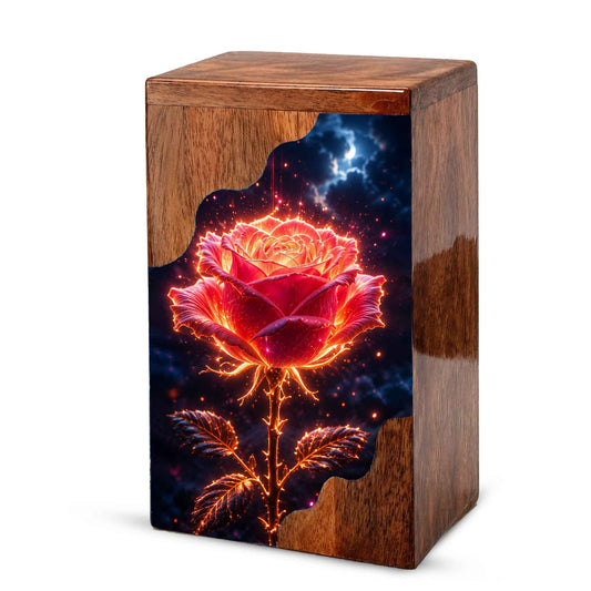 Rose Wooden Cremation Urn for Mom – Custom Memorial Wooden Urn for Human Ashes