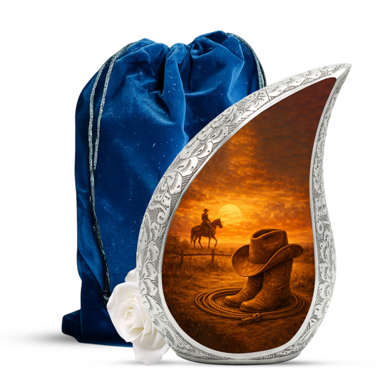 Western Urn for Human Ashes| Cowboy Urn |Personalized Urn for Dad
