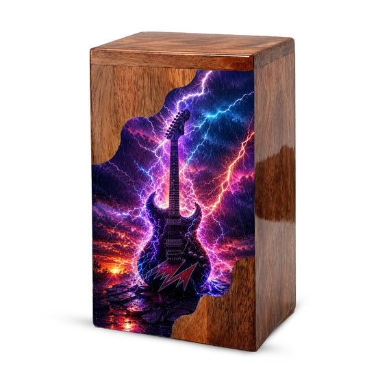Guitar Wooden Cremation Urn for Human Ashes | Personalized Music Memorial Urn