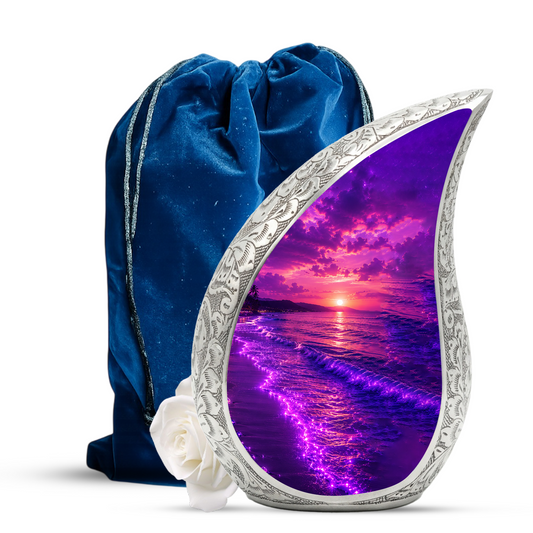 Beach Cremation Urn for Human Ashes – Ocean Sunset Memorial Urn, Beach Theme Urn for Adults