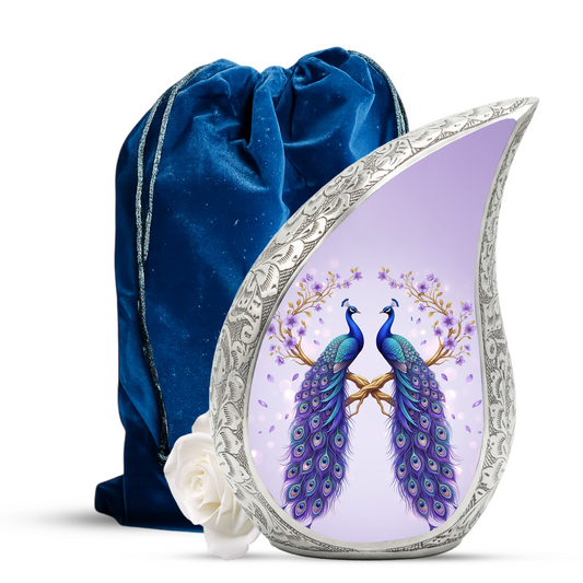 Peacock Memorial Urn for Mom | Elegant Adult Cremation Urn for Ashes