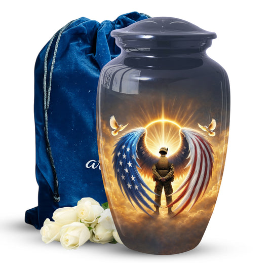 Military Veteran Cremation Urn for Dad, US Army Large Urn for Human Ashes