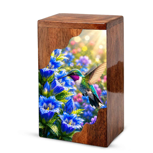 Hummingbird Wooden Cremation Urn for Mom | Personalized Urn for Human Ashes