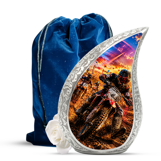 Motorcycle Rider Urn for Adult Ashes | Adult Cremation Urn for Men | Motorcycle Memorial Urn