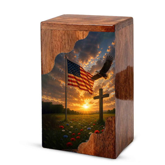 Christian Cross Wooden Cremation Urn | Religious Memorial Urn for Human Ashes