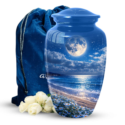 Moonlit Ocean Urn for Mom - Adult Female Cremation LArge Urn for Ashes