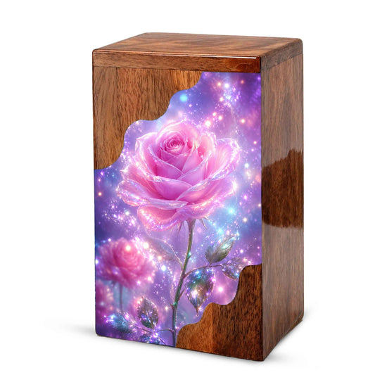 Pink Rose Wooden Cremation Urn – Wooden Urn for Human Ashes