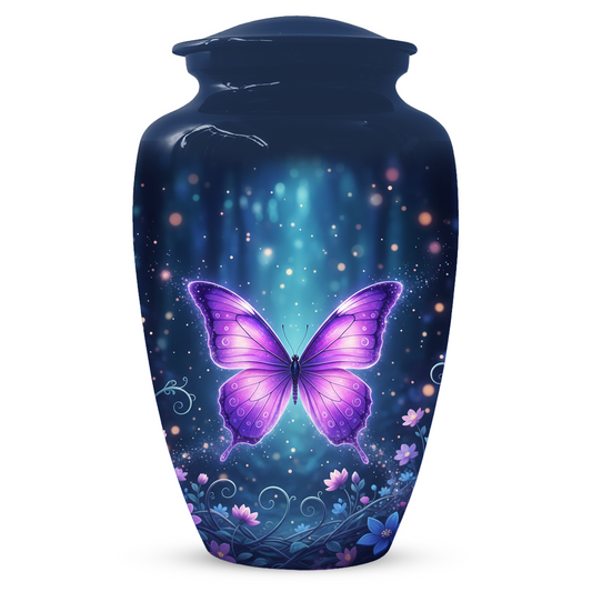 Purple Butterfly Urn for Ashes, Custom Butterfly Cremation Urn