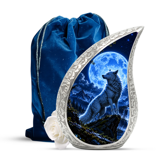 Wolf Cremation Urn for Ashes | Blue Moon Wolf Adult keepsake urn