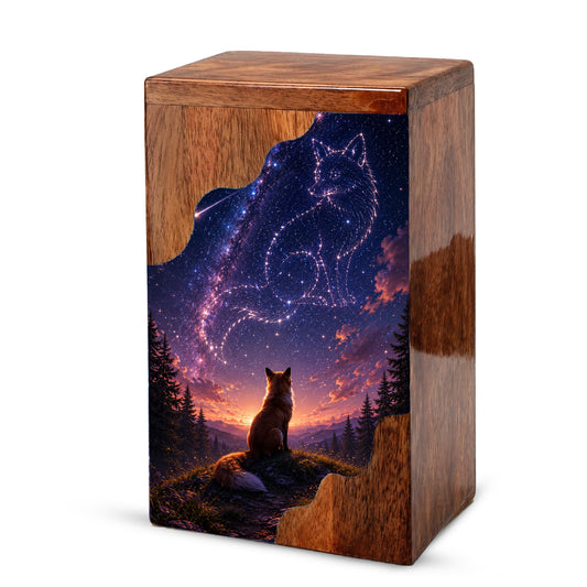 Fox Memorial Wooden Cremation Urn – Wooden Urn for Human Ashes