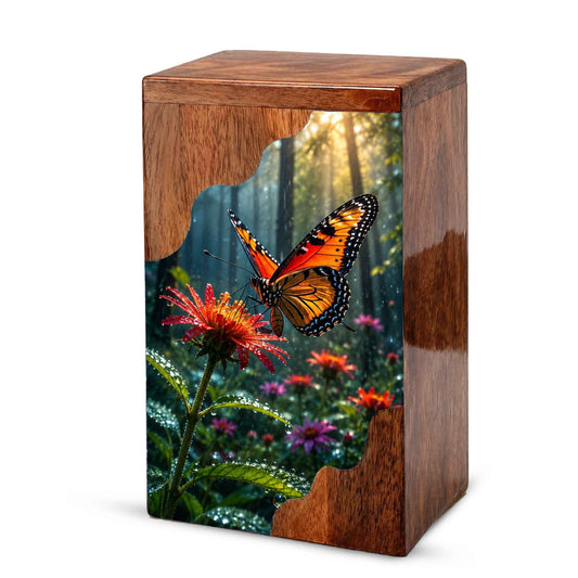 Butterfly Wooden Cremation Urn – Butterfly Memorial Urn for Human Ashes