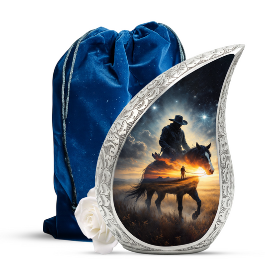 Cowboy Urn for Dad – Premium Western Cremation Urn for Human Ashes