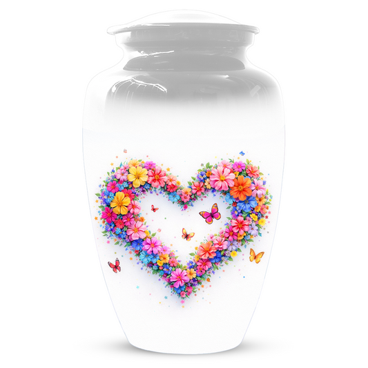 Butterfly Heart Urn for Ashes, Custom Floral Cremation Urn for Mom