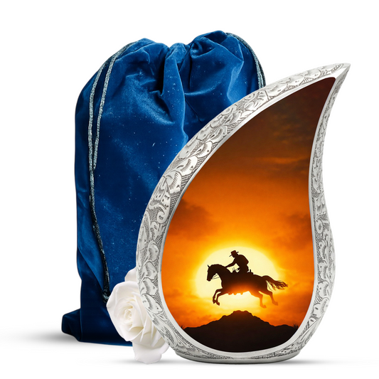 Cowboy Sunset Cremation Urn for Dad