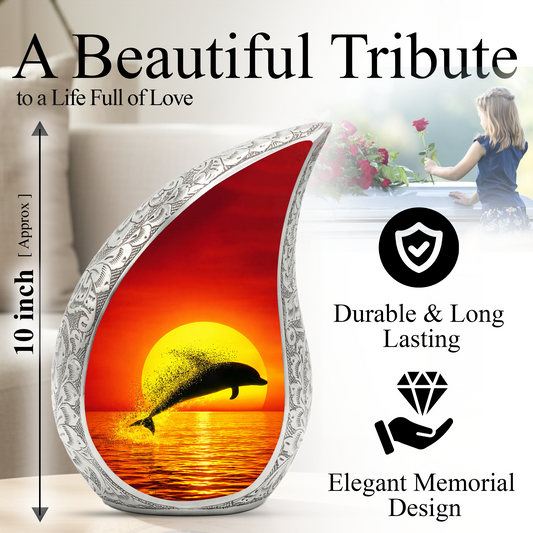 Dolphin Memorial Urn for Mom, Adult Cremation Urn for Ashes