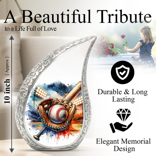 Personalized Urn for Dad, Baseball Memorial Urn