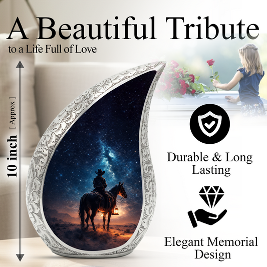 Cowboy with Stars Night Sky Cremation Urn for Adult Ashes