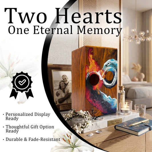 Infinity Ocean Wooden Urn For Ashes - Custom Fire Wood Keepsake Urns Box