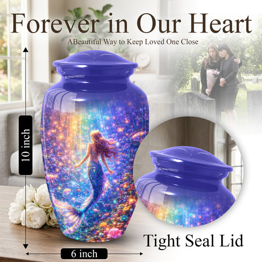 Mermaid Urn for Mom- Ocean Memorial Cremation Large Urn For Female