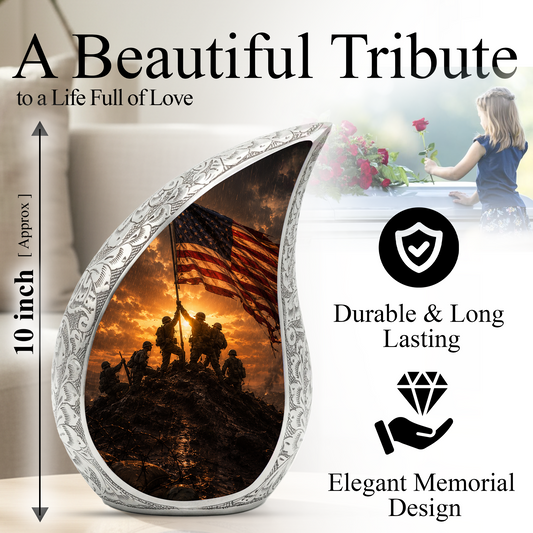 Soldier Sunset Urn for Human Ashes | Military Adult Cremation Urn Memorial