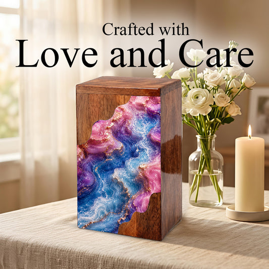 Abstract Flow Cremation Urn – Wooden Urn for Human Ashes