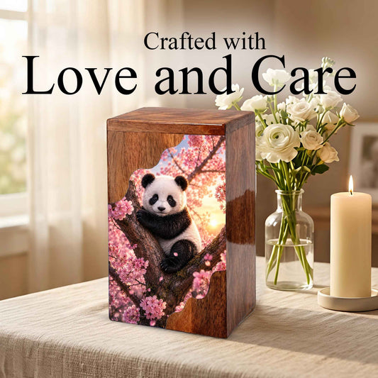 Panda Wooden Cremation Urn – Wooden Urn for Human Ashes