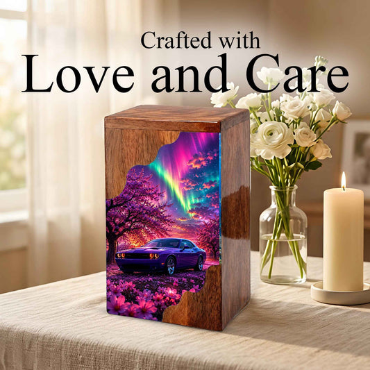 Car Wooden Cremation Urn – Wooden Urn for Human Ashes
