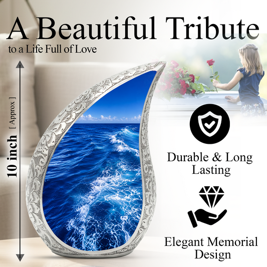 Ocean Wave Urn for Ashes, Personalized Beach Cremation Urn for Mom & Dad
