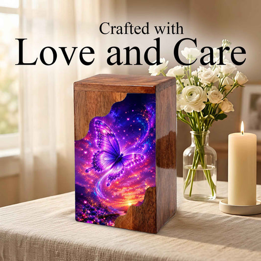 Butterfly Urn, Wooden Cremation Urn for Human Ashes