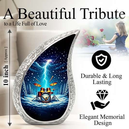 Drum Set Adult Urn for Human Ashes – Premium Drum Set Cremation Urn