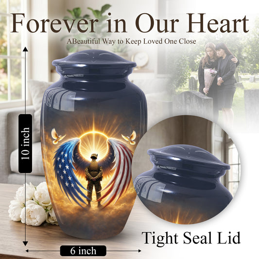 Military Veteran Cremation Urn for Dad, US Army Large Urn for Human Ashes