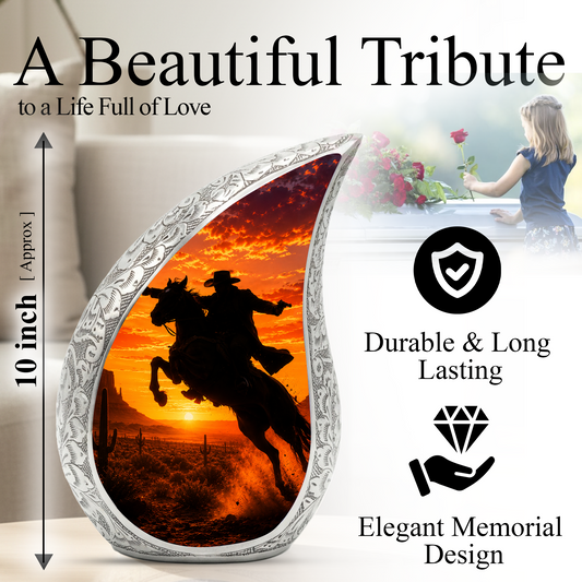 Western Cowboy Urn for Ashes, Cowboy Cremation Urn, Adult Funeral Urn for Human Ashes