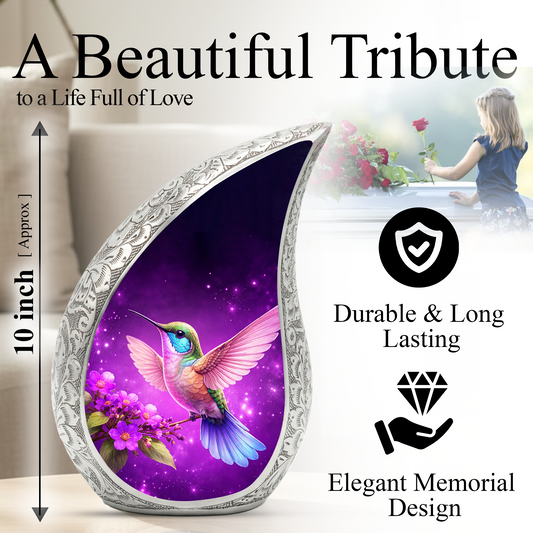 Hummingbird Urn for Mom | Floral Memorial Urn | Adult Cremation Urn
